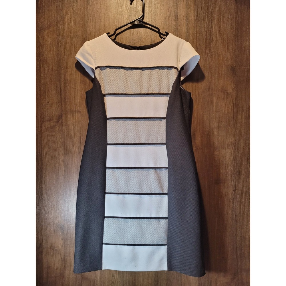 Sandra Darren Black White Color Block Sheath Dress Size 12